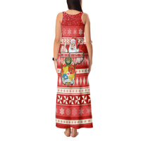 Tonga Christmas Tank Maxi Dress The Santa Coat of Arms with Ngatu and Snow Pattern LT03 - Polynesian Pride
