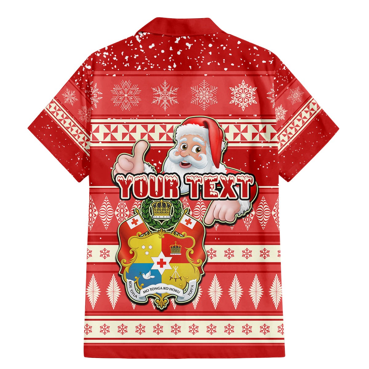 Custom Tonga Christmas Family Matching Mermaid Dress and Hawaiian Shirt The Santa Coat of Arms with Ngatu and Snow Pattern LT03 - Polynesian Pride