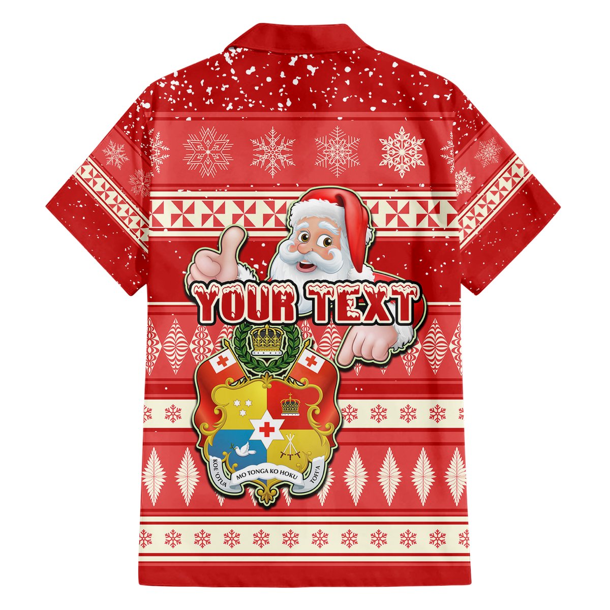 Custom Tonga Christmas Hawaiian Shirt The Santa Coat of Arms with Ngatu and Snow Pattern LT03 - Polynesian Pride