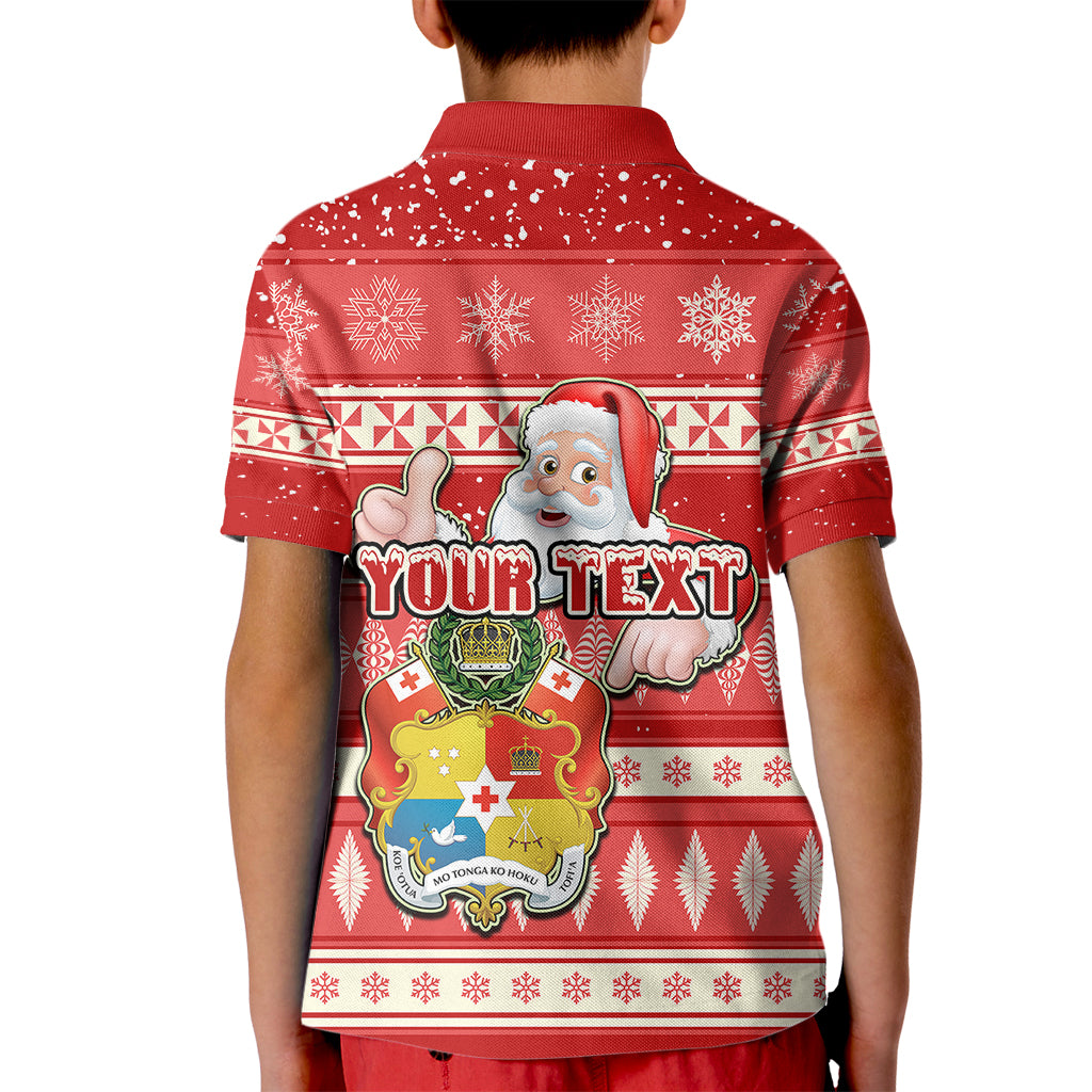 Custom Tonga Christmas Kid Polo Shirt The Santa Coat of Arms with Ngatu and Snow Pattern LT03 - Polynesian Pride