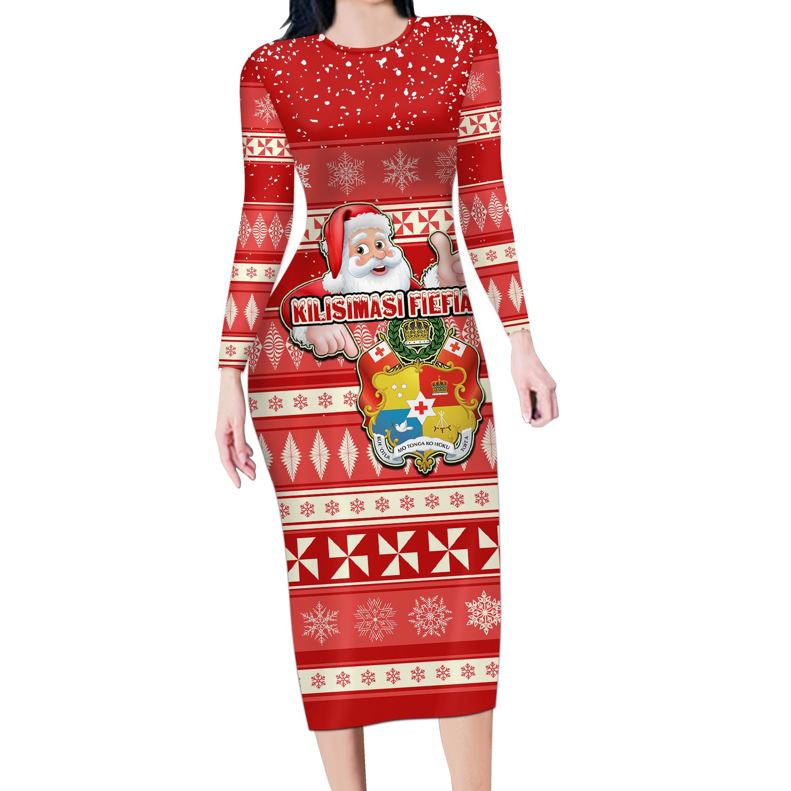 custom-tonga-christmas-long-sleeve-bodycon-dress-the-santa-coat-of-arms-with-ngatu-and-snow-pattern