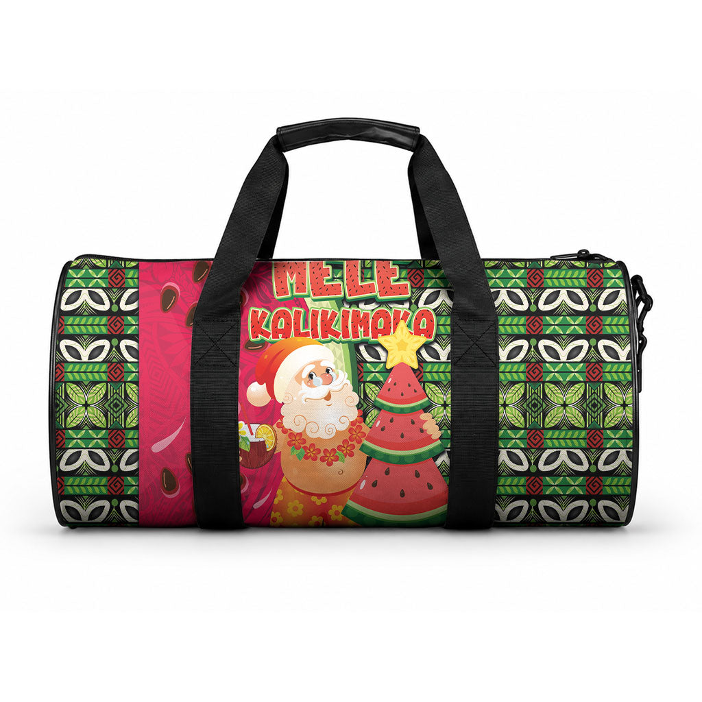 Hawaii Watermelon Mele Kalikimaka Duffle Bag Tribal Pacific Pattern with Tropical Funny Santa Claus LT03 One size Multicolor - Polynesian Pride