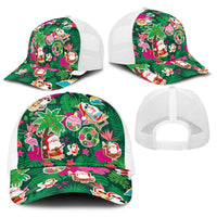 Hawaii Mele Kalikimaka Baseball Net Cap Tropical Plants with Santa Claus LT03 - Polynesian Pride