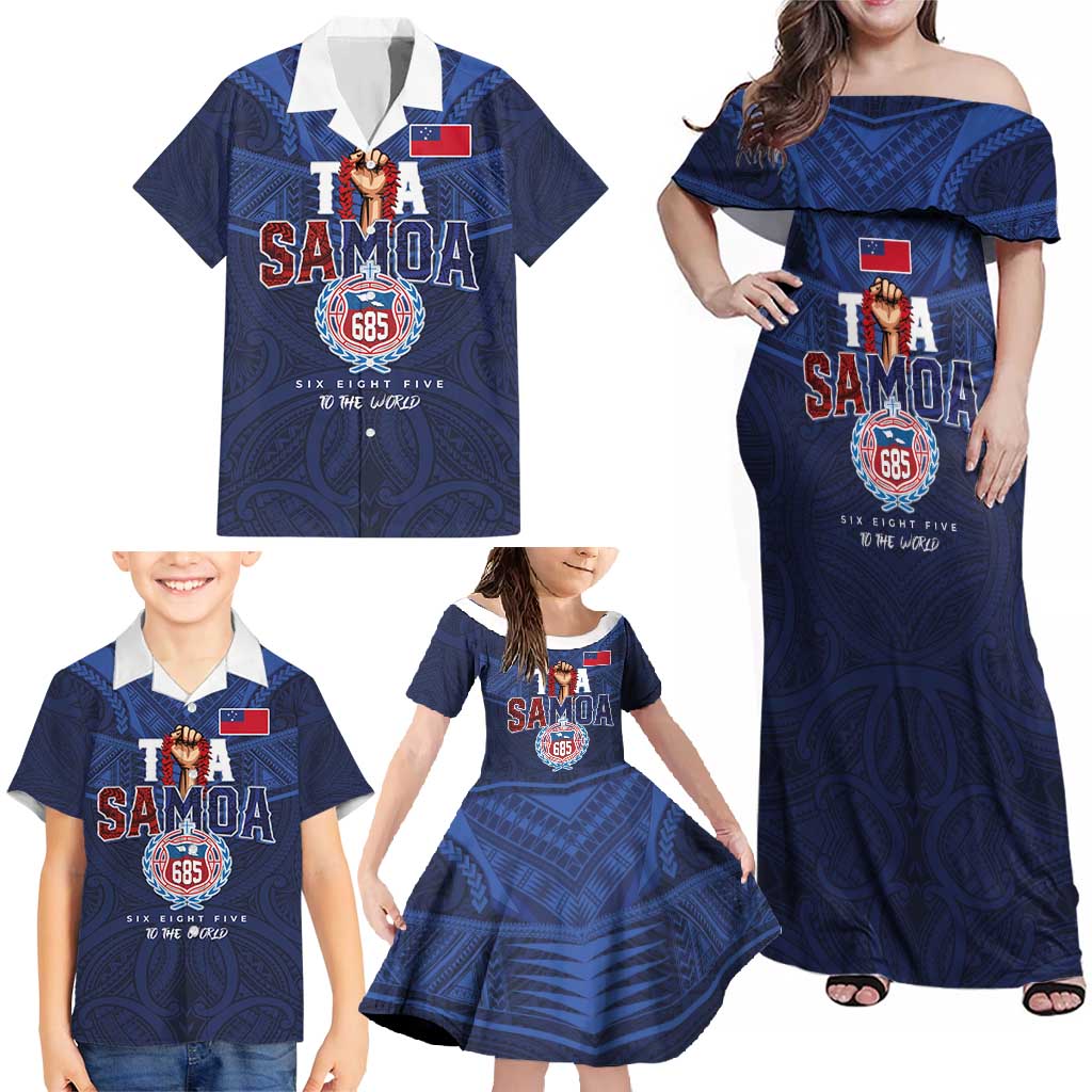 Custom Rugby Toa Samoa Family Matching Off Shoulder Maxi Dress and Hawaiian Shirt Champions Six Eight Five - Polynesian Pride