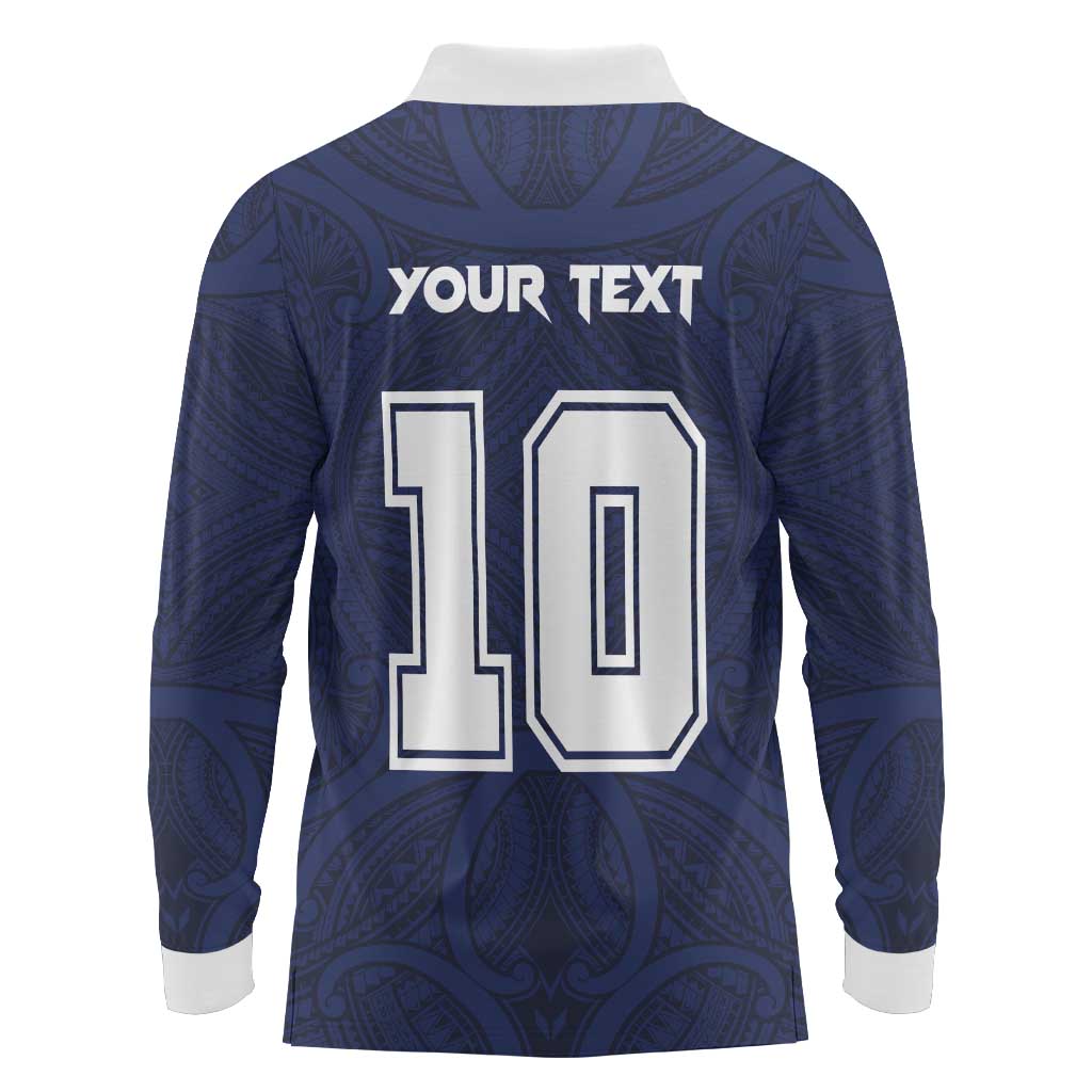 Custom Rugby Toa Samoa Long Sleeve Polo Shirt Champions Six Eight Five - Polynesian Pride