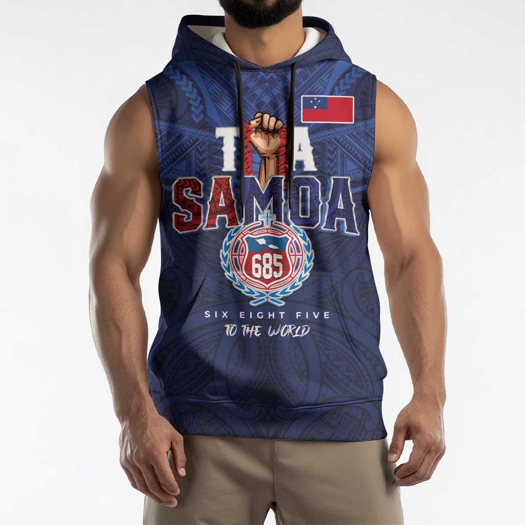 Custom Rugby Toa Samoa Sleeveless Hoodie Champions Six Eight Five - Polynesian Pride