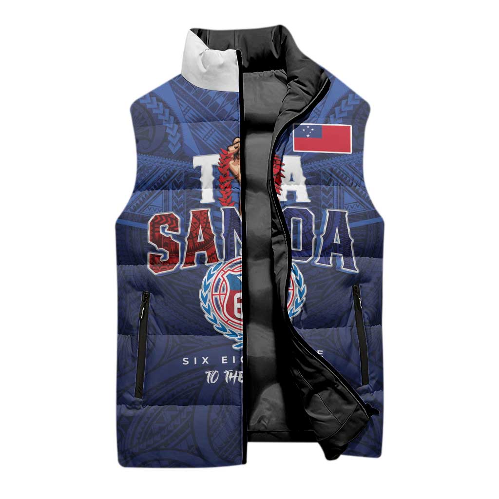 Custom Rugby Toa Samoa Sleeveless Puffer Jacket Champions Six Eight Five - Polynesian Pride