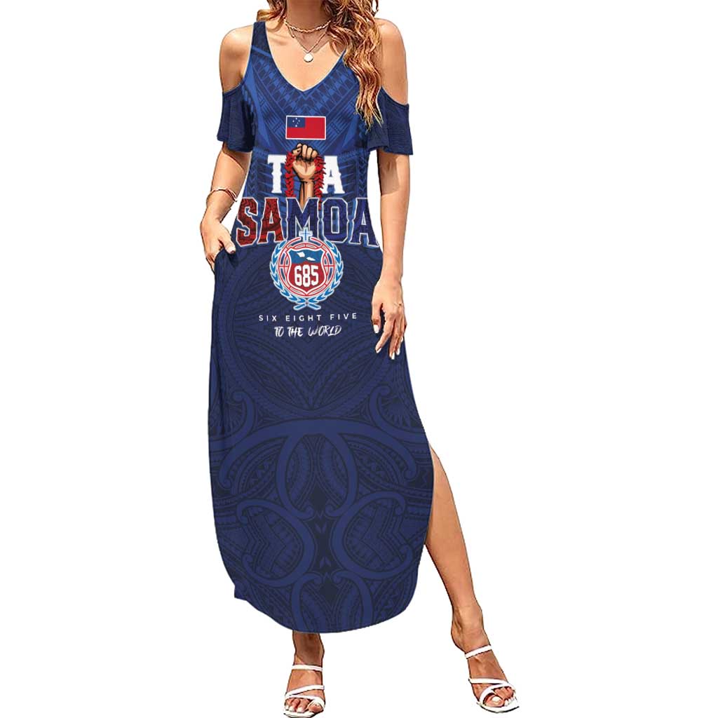 Custom Rugby Toa Samoa Summer Maxi Dress Champions Six Eight Five - Polynesian Pride