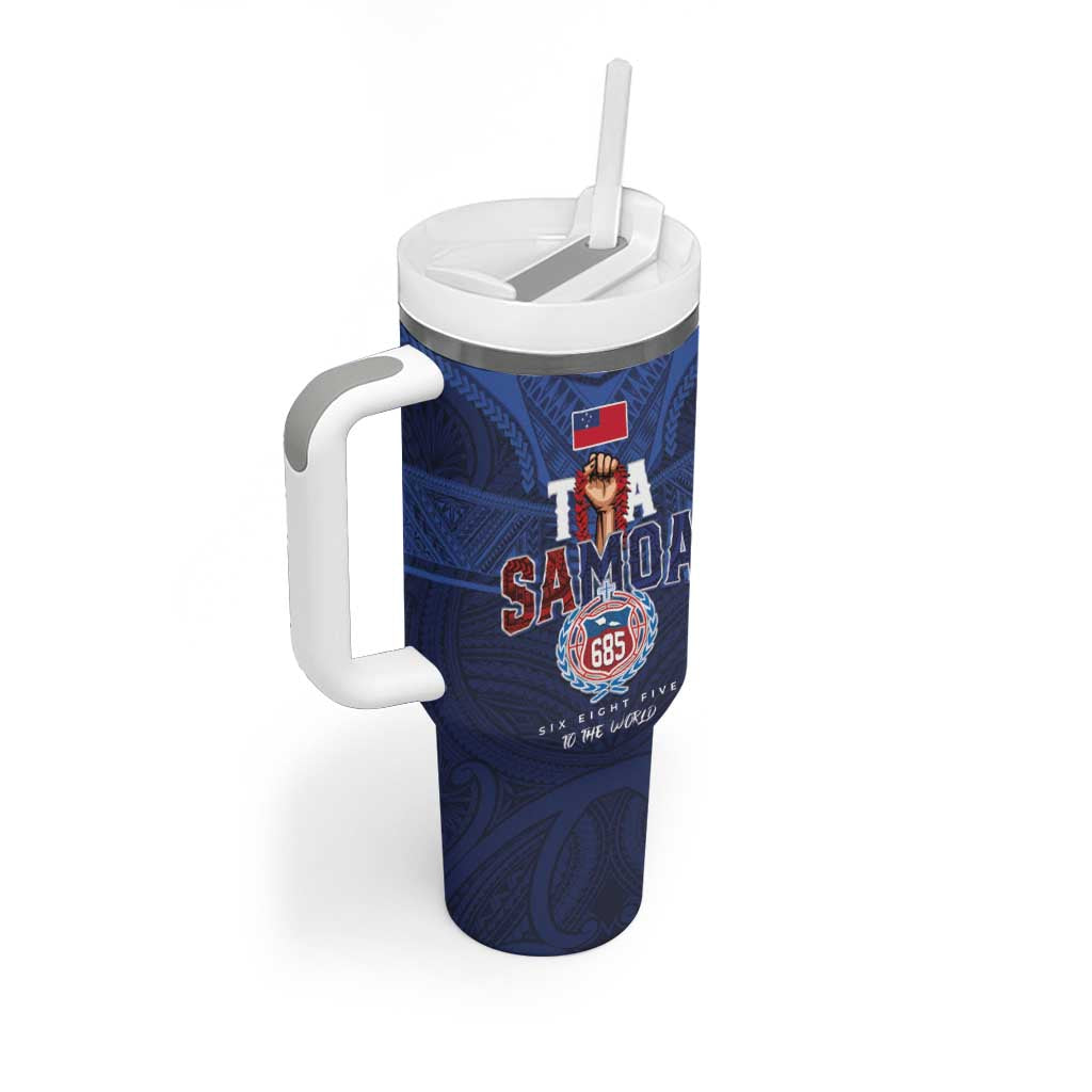 Custom Rugby Toa Samoa Tumbler With Handle Champions Six Eight Five - Polynesian Pride
