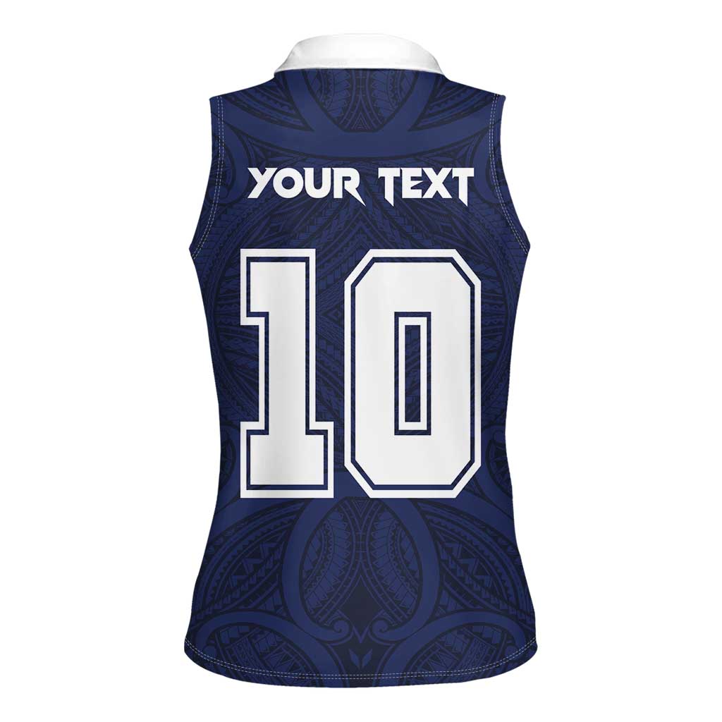 Custom Rugby Toa Samoa Women Sleeveless Polo Shirt Champions Six Eight Five - Polynesian Pride