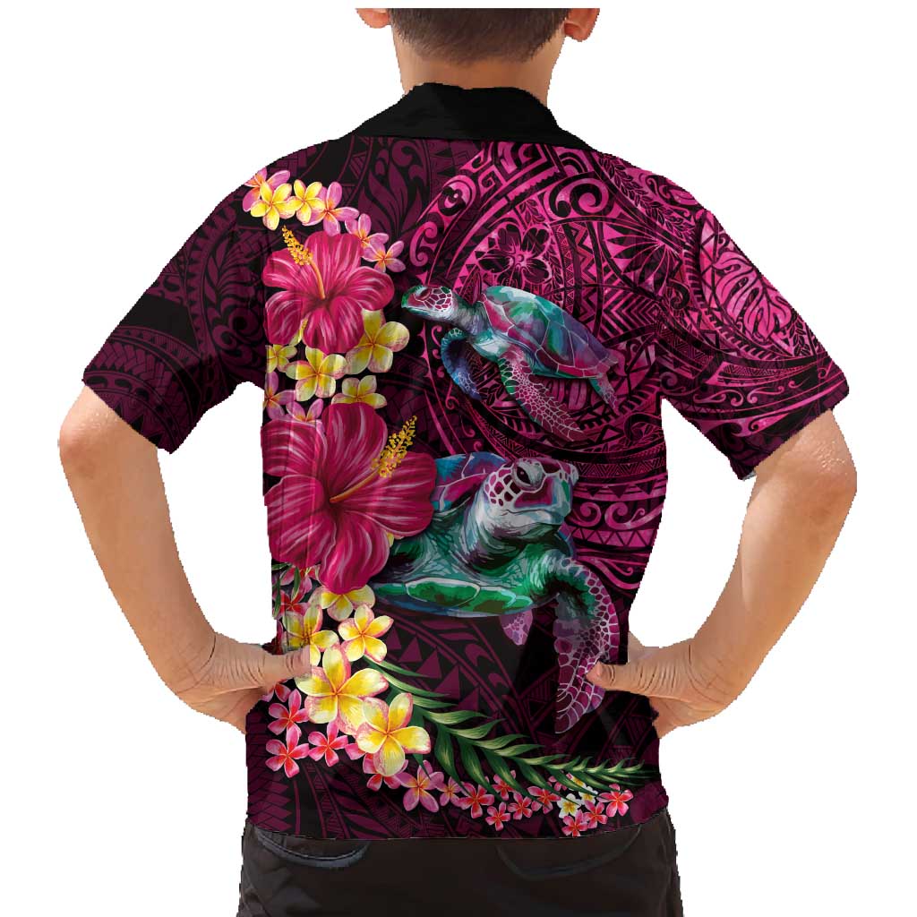 Hawaiian Plumeria and Hibiscus with Turtles Family Matching Mermaid Dress and Hawaiian Shirt Polynesian Art Red Color - Polynesian Pride