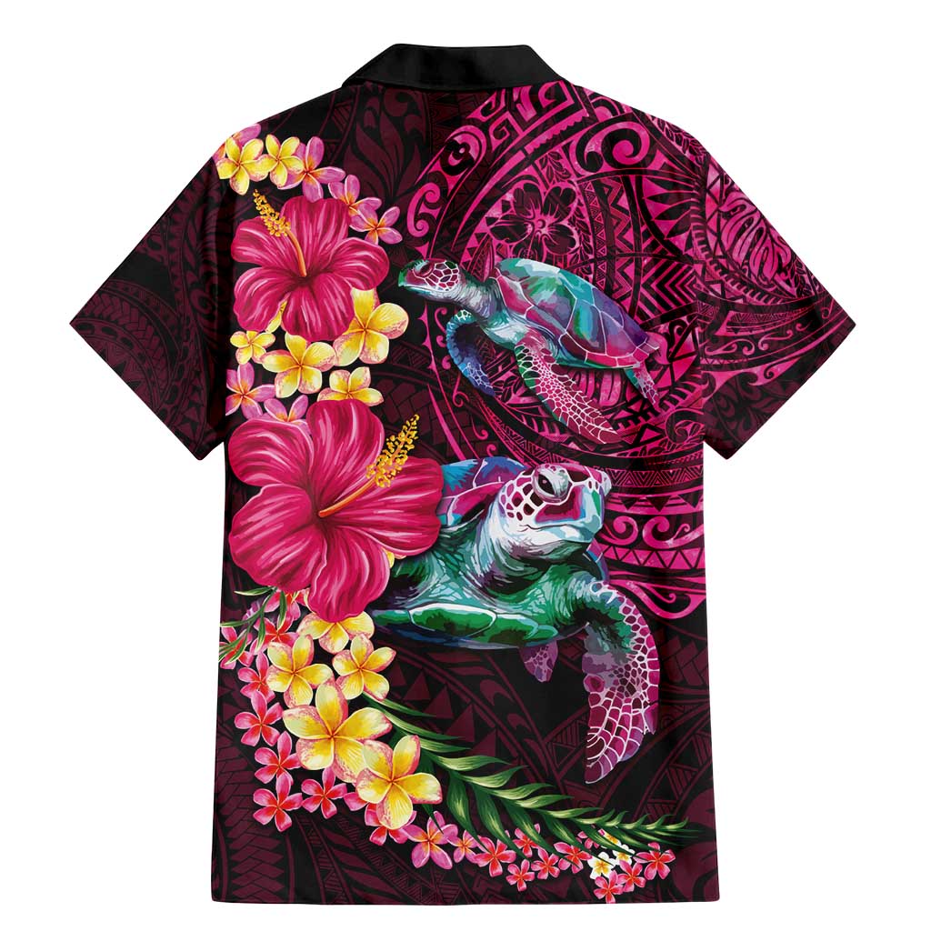 Hawaiian Plumeria and Hibiscus with Turtles Family Matching Mermaid Dress and Hawaiian Shirt Polynesian Art Red Color - Polynesian Pride