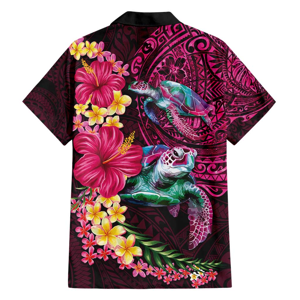 Hawaiian Plumeria and Hibiscus with Turtles Hawaiian Shirt Polynesian Art Red Color - Polynesian Pride