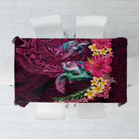 Hawaiian Plumeria and Hibiscus with Turtles Tablecloth Polynesian Art Red Color LT03 Red - Polynesian Pride