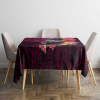 Hawaiian Plumeria and Hibiscus with Turtles Tablecloth Polynesian Art Red Color LT03 - Polynesian Pride