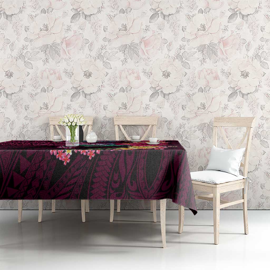 Hawaiian Plumeria and Hibiscus with Turtles Tablecloth Polynesian Art Red Color LT03 - Polynesian Pride