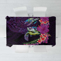 Hawaiian Plumeria and Hibiscus with Turtles Tablecloth Polynesian Art Purple Color LT03 Purple - Polynesian Pride