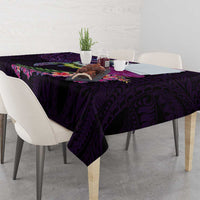 Hawaiian Plumeria and Hibiscus with Turtles Tablecloth Polynesian Art Purple Color LT03 - Polynesian Pride