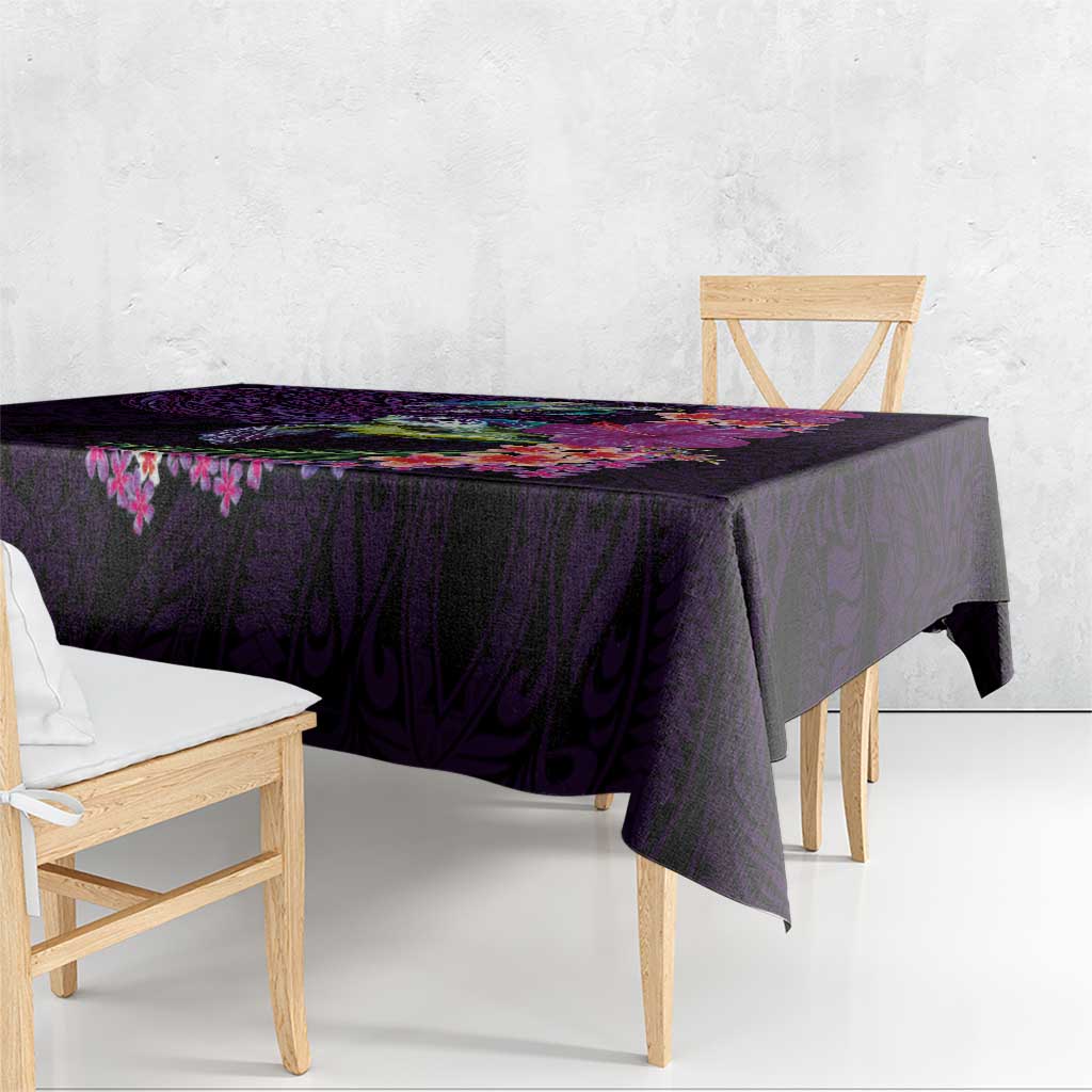 Hawaiian Plumeria and Hibiscus with Turtles Tablecloth Polynesian Art Purple Color LT03 - Polynesian Pride