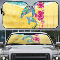 Hawaiian Tropical Plants Turtles Auto Sun Shade Watercolor Style - Polynesian Pride