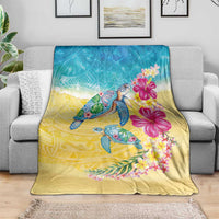 Hawaiian Tropical Plants Turtles Blanket Watercolor Style - Polynesian Pride