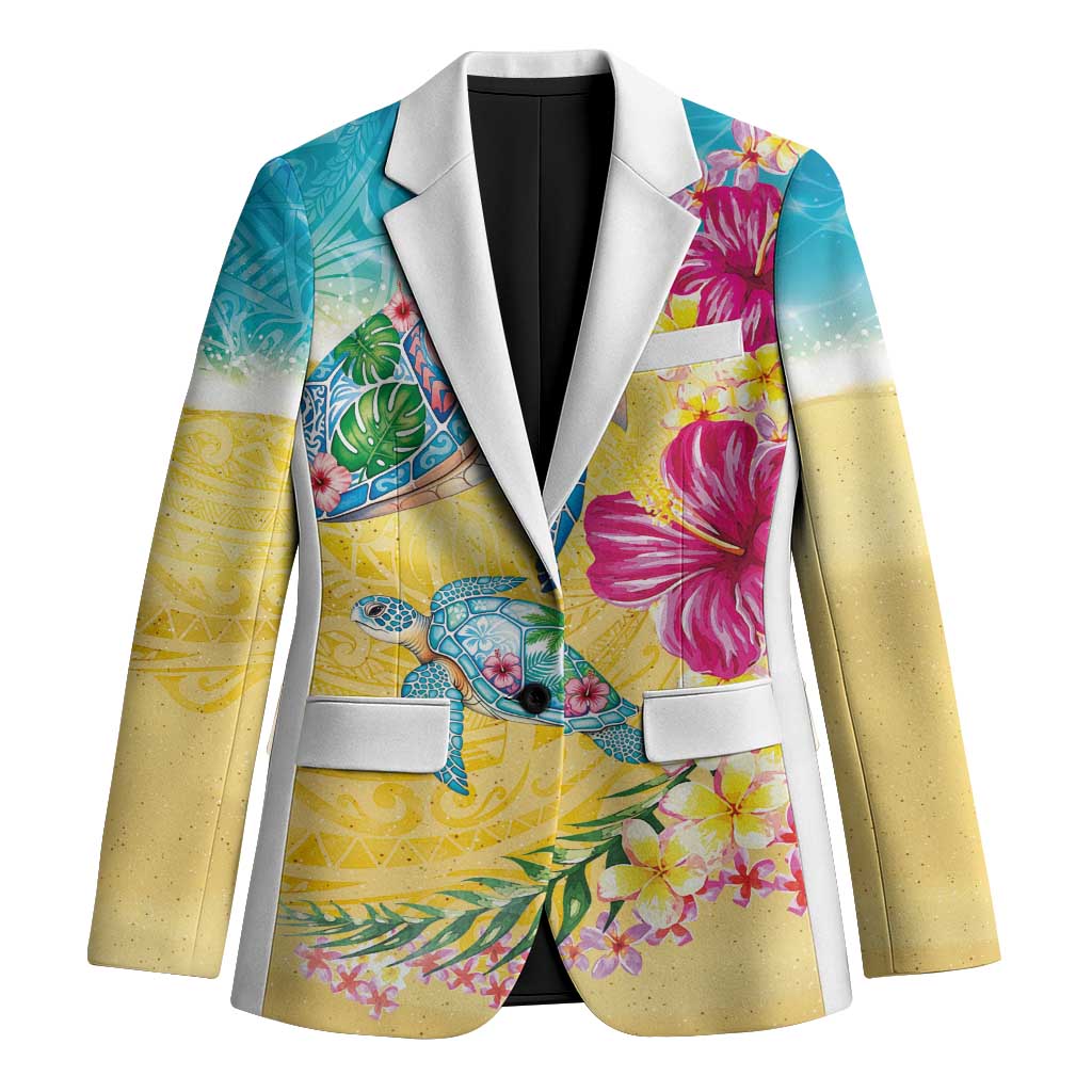 Hawaiian Tropical Plants Turtles Blazer Watercolor Style - Polynesian Pride