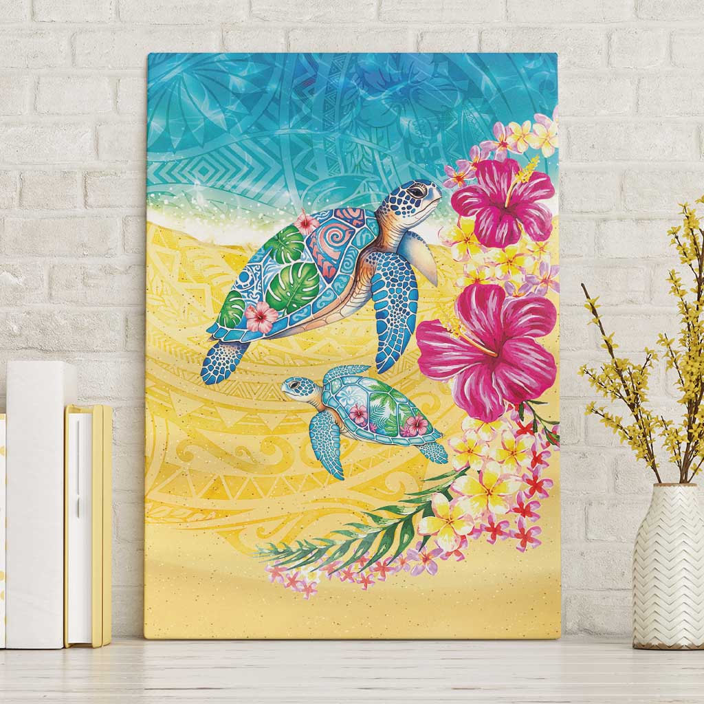 Hawaiian Tropical Plants Turtles Canvas Wall Art Watercolor Style - Polynesian Pride