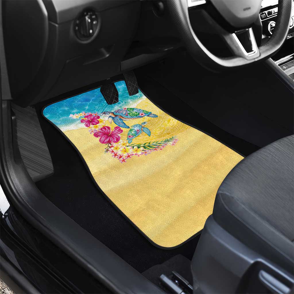 Hawaiian Tropical Plants Turtles Car Mats Watercolor Style - Polynesian Pride