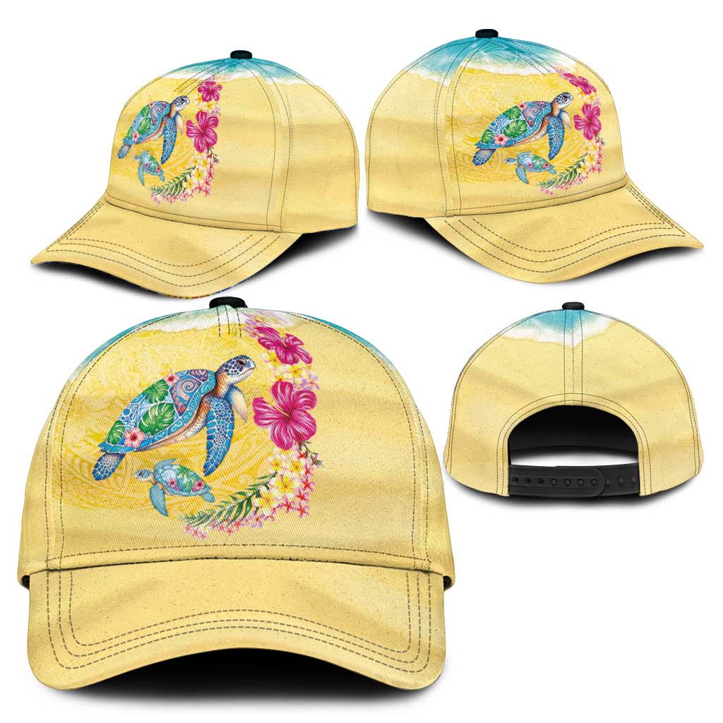 Hawaiian Tropical Plants Turtles Classic Cap Watercolor Style - Polynesian Pride