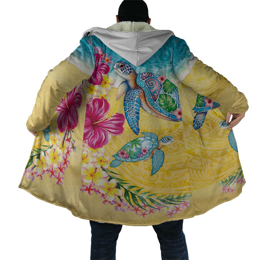 Hawaiian Tropical Plants Turtles Cloak Watercolor Style - Polynesian Pride