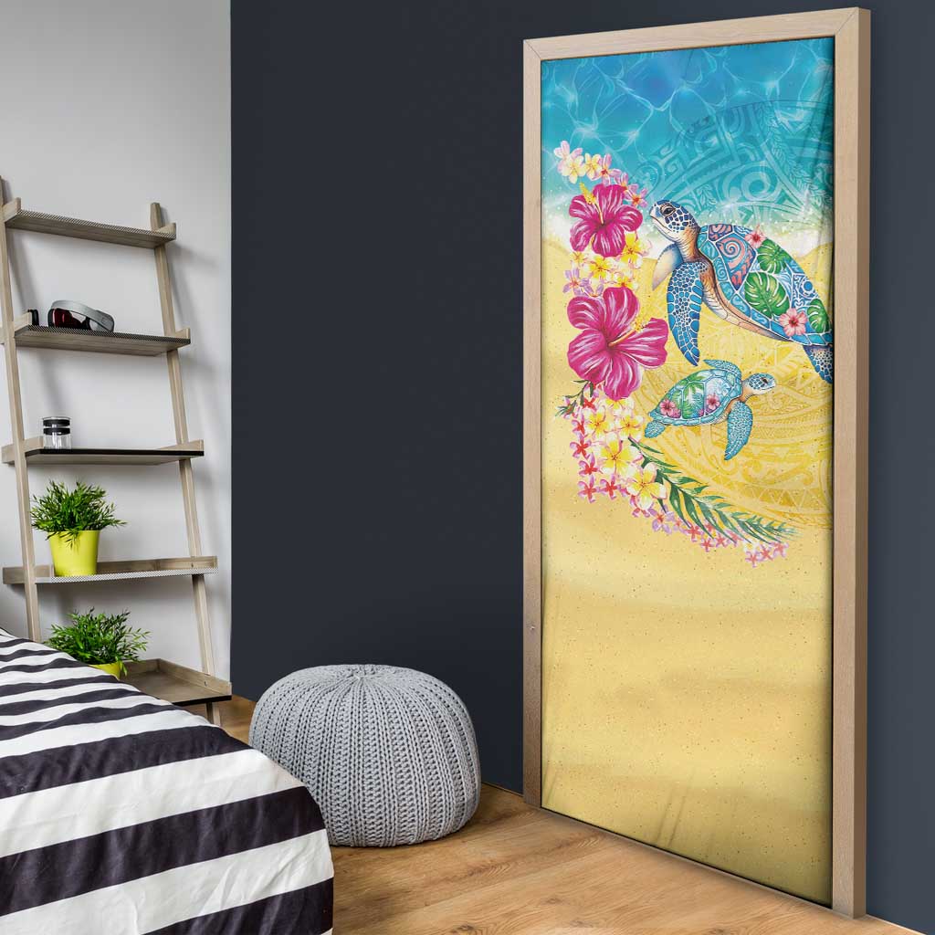 Hawaiian Tropical Plants Turtles Door Cover Watercolor Style - Polynesian Pride
