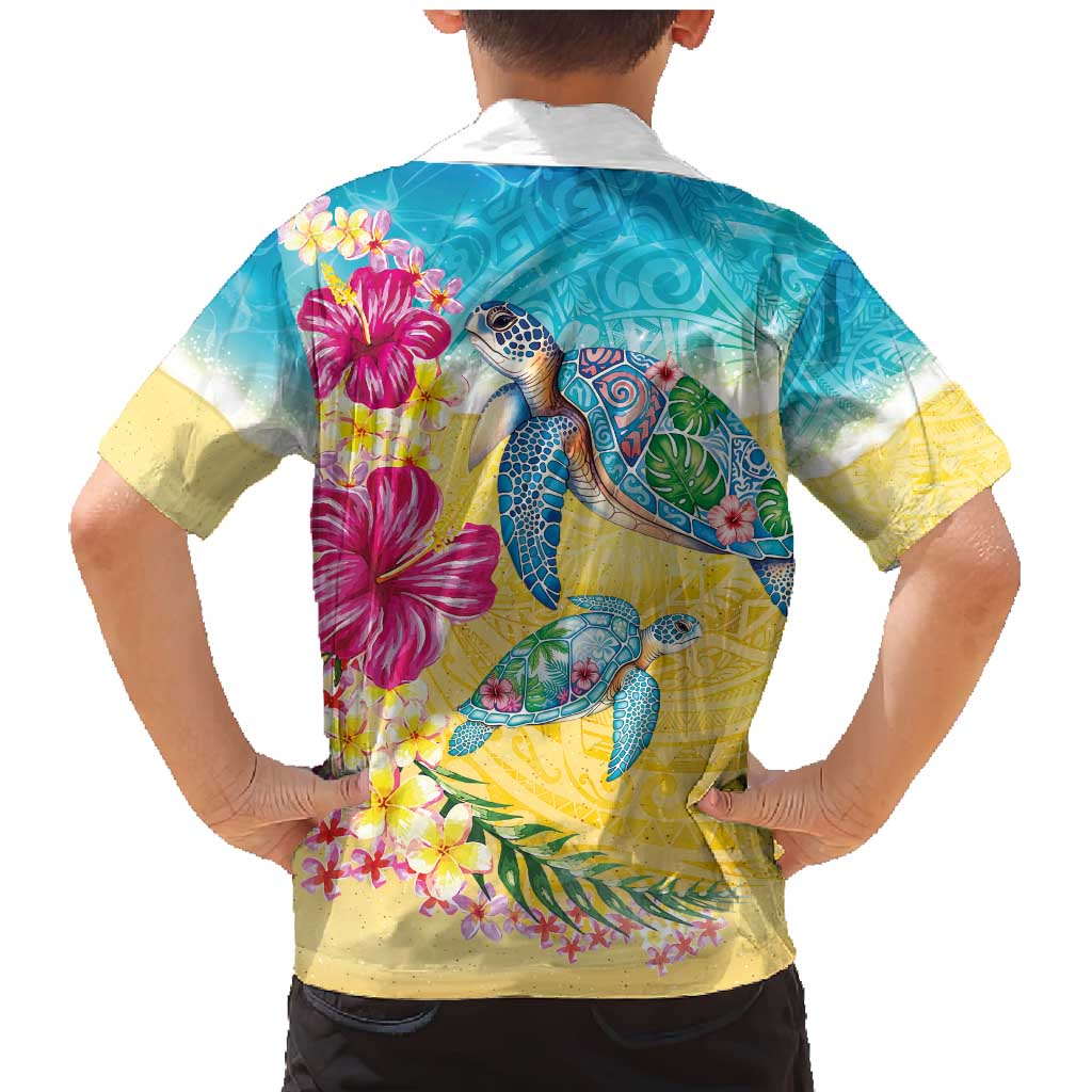 Hawaiian Tropical Plants Turtles Family Matching Mermaid Dress and Hawaiian Shirt Watercolor Style - Polynesian Pride