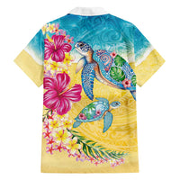 Hawaiian Tropical Plants Turtles Family Matching Puletasi and Hawaiian Shirt Watercolor Style - Polynesian Pride