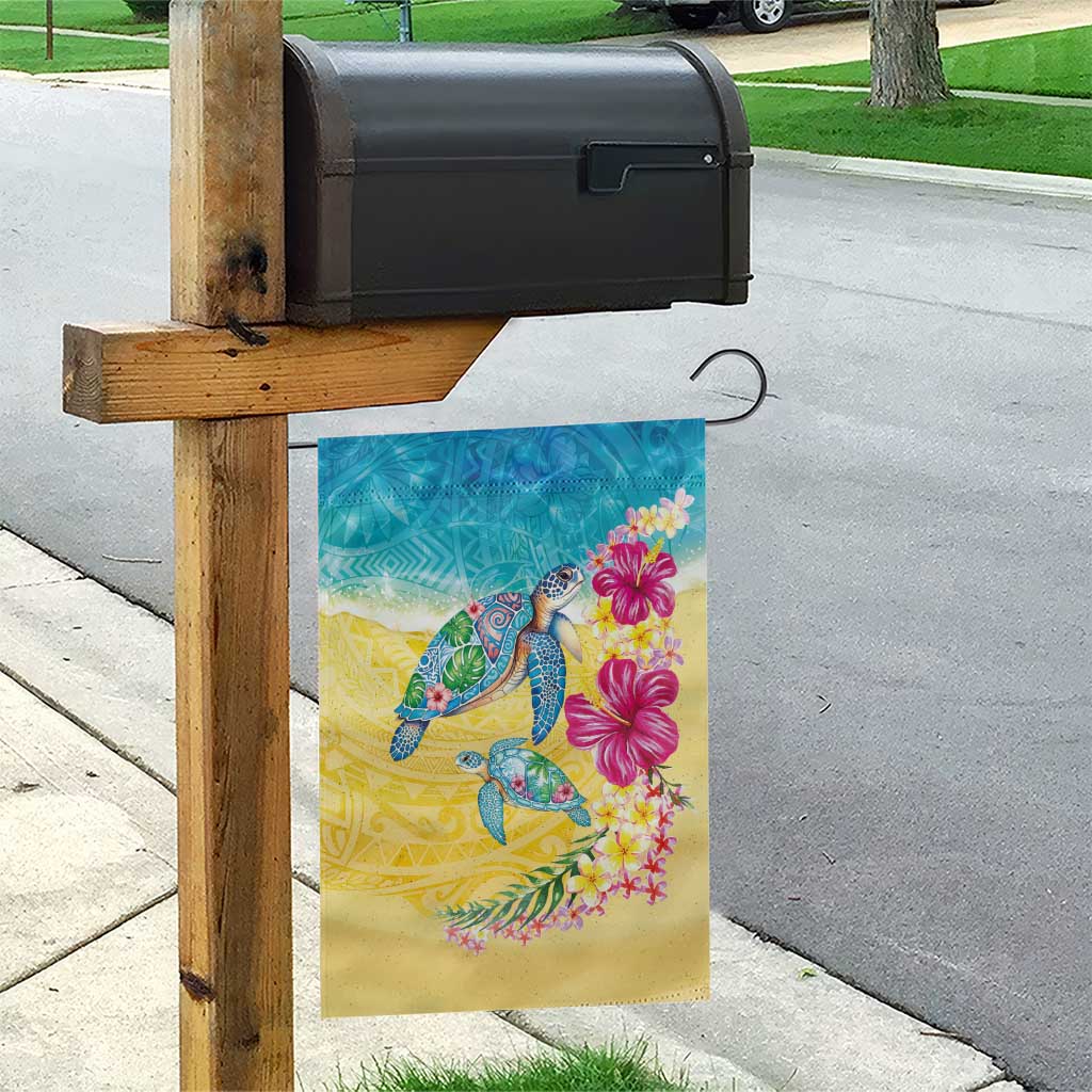 Hawaiian Tropical Plants Turtles Garden Flag Watercolor Style - Polynesian Pride
