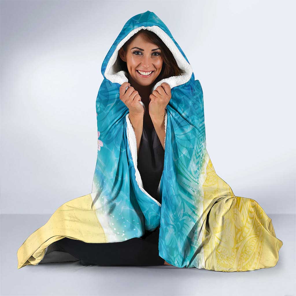 Hawaiian Tropical Plants Turtles Hooded Blanket Watercolor Style - Polynesian Pride
