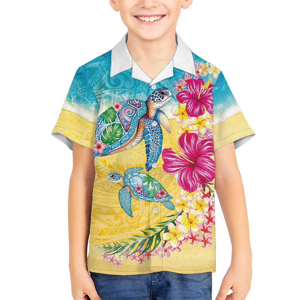 Hawaiian Tropical Plants Turtles Kid Hawaiian Shirt Watercolor Style LT03 Kid Multicolor - Polynesian Pride
