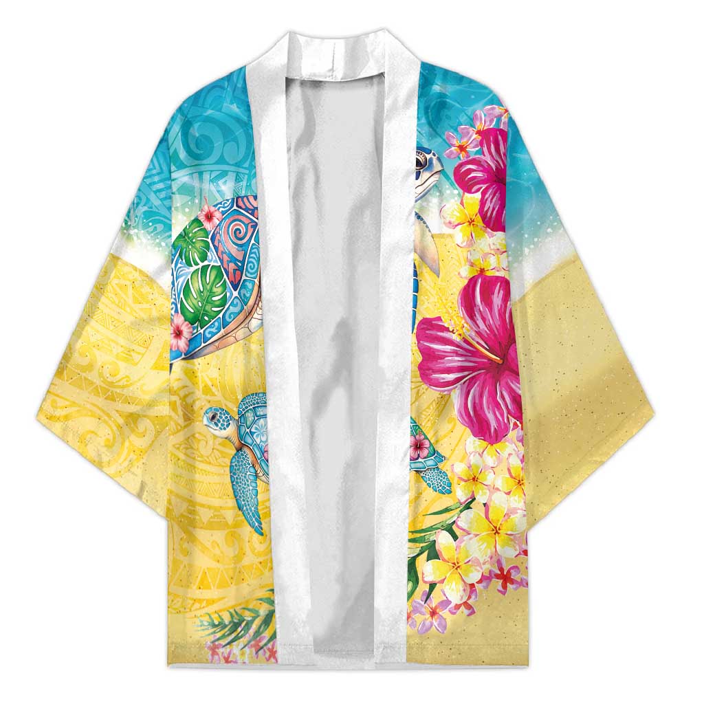 Hawaiian Tropical Plants Turtles Kimono Watercolor Style - Polynesian Pride