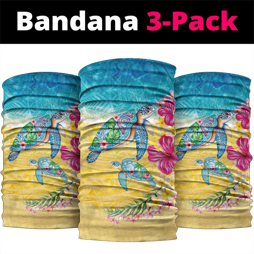 Hawaiian Tropical Plants Turtles Neck Gaiter Watercolor Style - Polynesian Pride