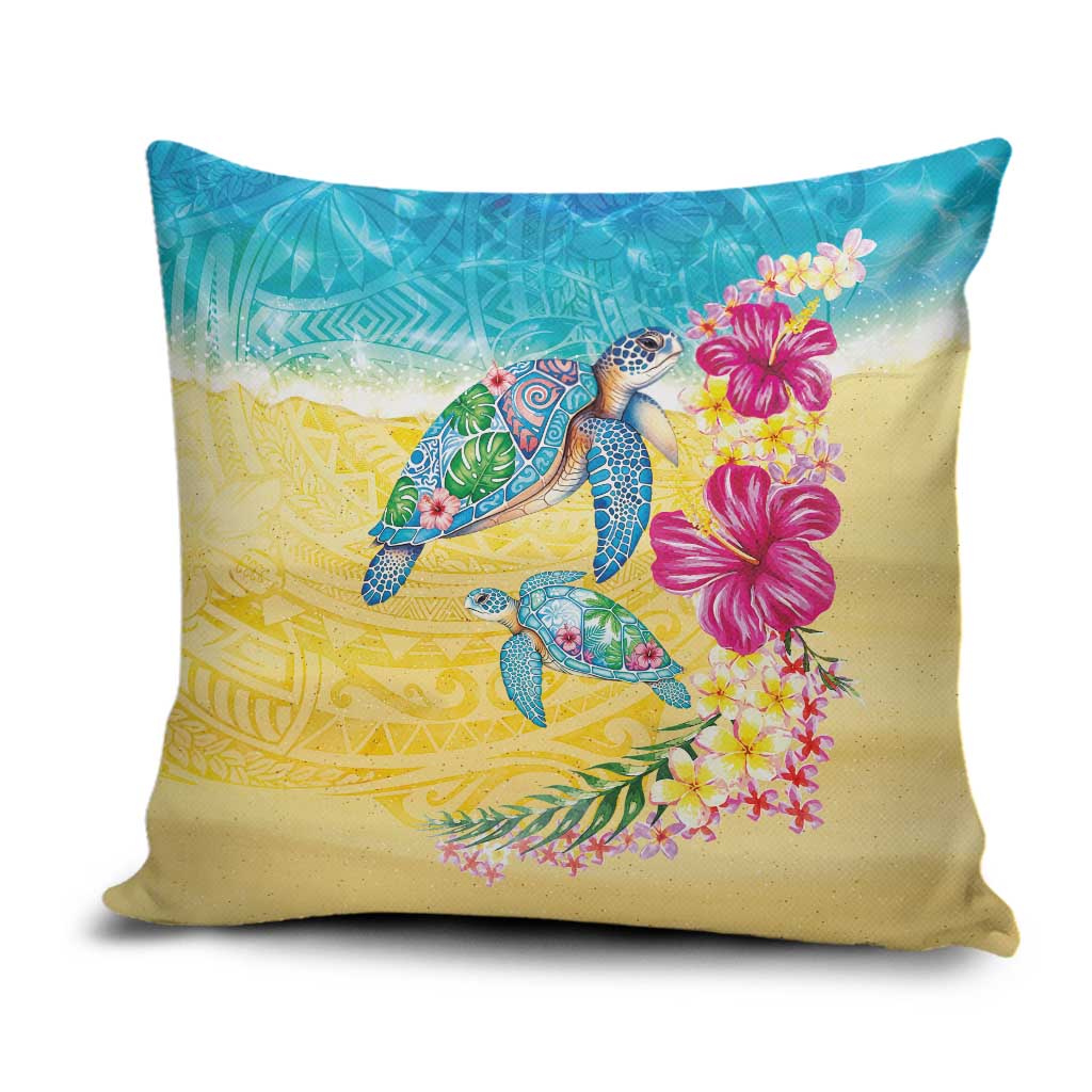 Hawaiian Tropical Plants Turtles Pillow Cover Watercolor Style - Polynesian Pride