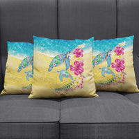 Hawaiian Tropical Plants Turtles Pillow Cover Watercolor Style - Polynesian Pride