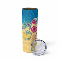 Hawaiian Tropical Plants Turtles Skinny Tumbler Watercolor Style - Polynesian Pride