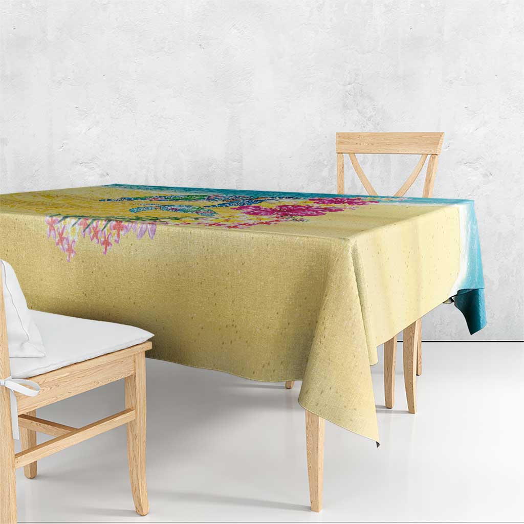 Hawaiian Tropical Plants Turtles Tablecloth Watercolor Style LT03 - Polynesian Pride