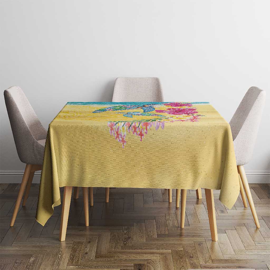 Hawaiian Tropical Plants Turtles Tablecloth Watercolor Style LT03 - Polynesian Pride