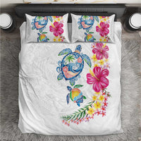 Hawaiian Abstract Art Turtles Bedding Set with Plumeria and Hibiscus - Polynesian Pride