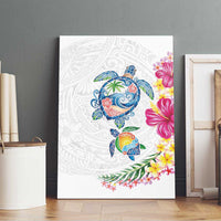 Hawaiian Abstract Art Turtles Canvas Wall Art with Plumeria and Hibiscus - Polynesian Pride