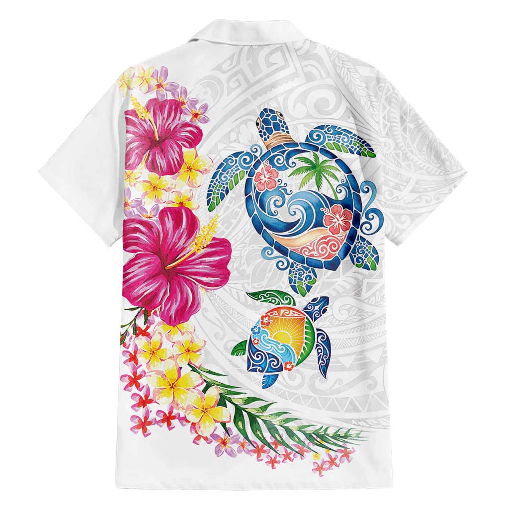Hawaiian Abstract Art Turtles Family Matching Tank Maxi Dress and Hawaiian Shirt with Plumeria and Hibiscus - Polynesian Pride