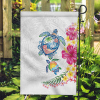Hawaiian Abstract Art Turtles Garden Flag with Plumeria and Hibiscus - Polynesian Pride