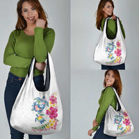 Hawaiian Abstract Art Turtles Grocery Bag with Plumeria and Hibiscus LT03 - Polynesian Pride