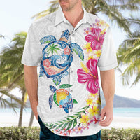Hawaiian Abstract Art Turtles Hawaiian Shirt with Plumeria and Hibiscus - Polynesian Pride