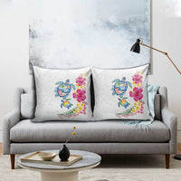 Hawaiian Abstract Art Turtles Pillow Cover with Plumeria and Hibiscus - Polynesian Pride